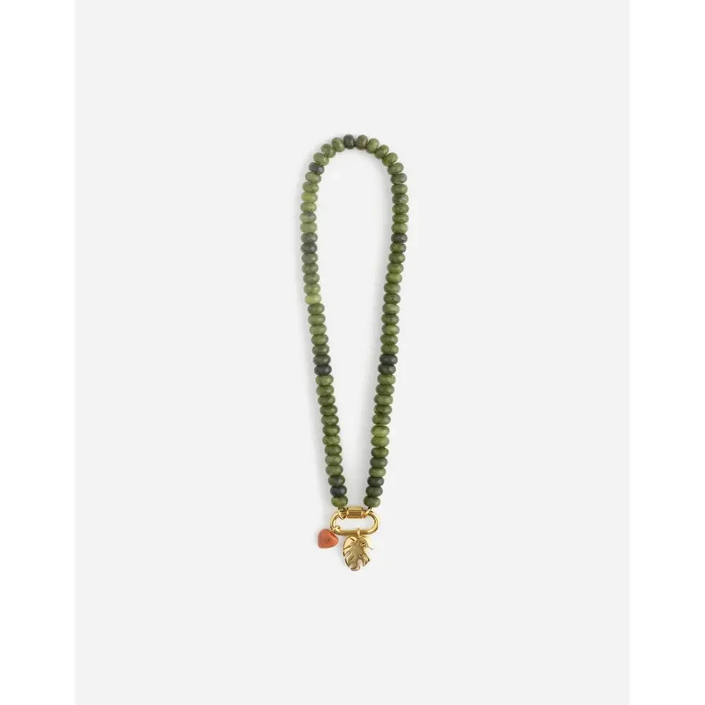 NWT Madewell Semiprecious Beaded Monstera Charm Necklace Antique Gold* - Picture 3 of 3